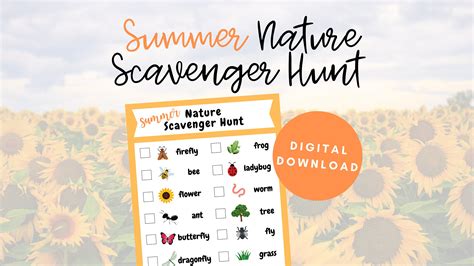 Summer Nature Scavenger Hunt Scavenger Hunt Kids Outdoor Etsy