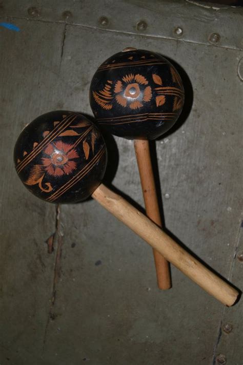 Vintage Hand Painted And Carved Gourd Maracas Etsy Hand Painted