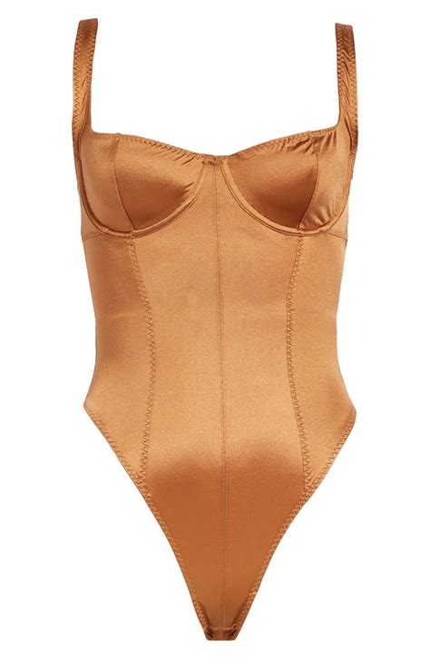 Skims Stretch Satin Underwire Thong Bodysuit Nordstrom