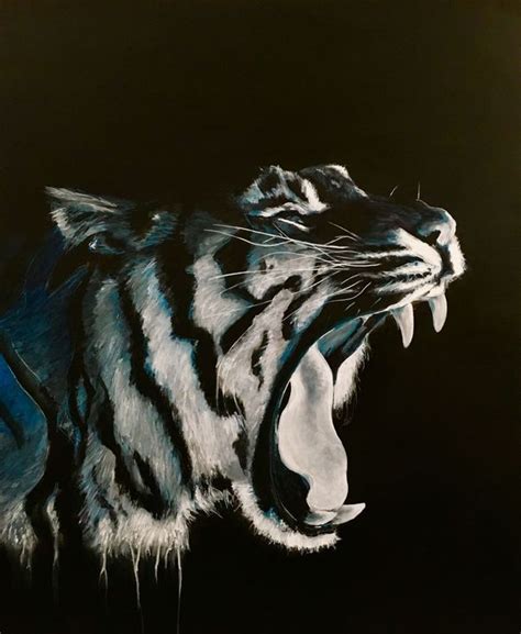 Tiger Large Black And White Tiger Wall Art 2018 Acrylic Painting By