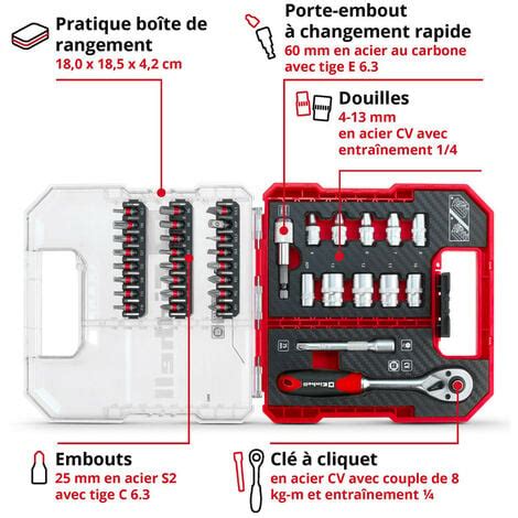 Einhell L Case Coffret De Embouts De Vissage Et Douilles Embouts S