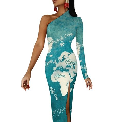 World Map Bodycon Dress Spring Retro Map Of The World 1883 Modern High
