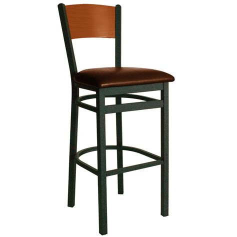 BFM Seating Dale Sand Black Metal Bar Height Chair with Cherry Finish ...