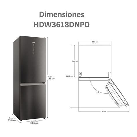 Frigorífico combi Haier Total No Frost con WIFI 2D HDW3618DNPD