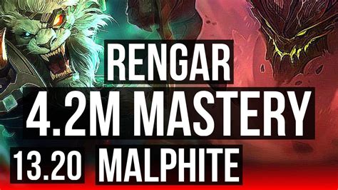 RENGAR Vs MALPHITE TOP 4 2M Mastery 10 1 2 6 Solo Kills Godlike