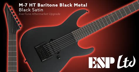 Esp Ltd • M 7ht Baritone Black Metal • Black Satin • Evertune