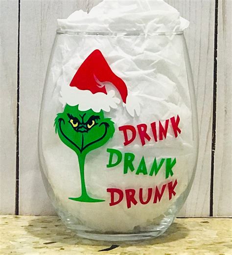 Grinch Inspired Wine Glass Etsy