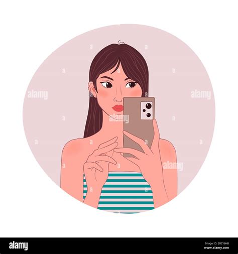 Cute Cartoon Girl Taking Selfie With Her Smartphone Stock Vector Image And Art Alamy