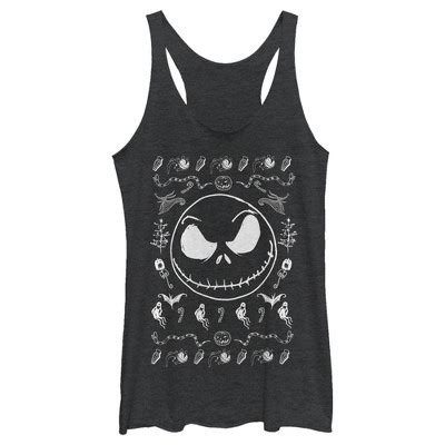 Women's The Nightmare Before Christmas Halloween Jack Skellington Sweater Print Racerback Tank ...