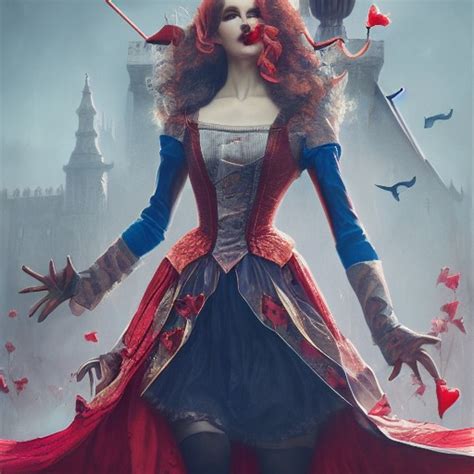 A Portrait Of Red Queen Of Hearts Alice In Wonderland Castle