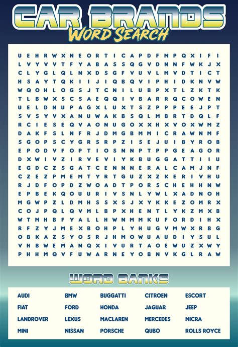 Race Car Word Search Free Printable Printable Templates Free