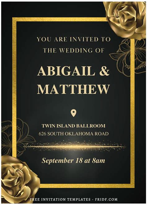 Free Editable Pdf Shimmering Gold Flower Wedding Invitation Templates