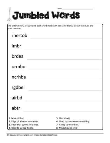 Jumbled br Words Worksheets