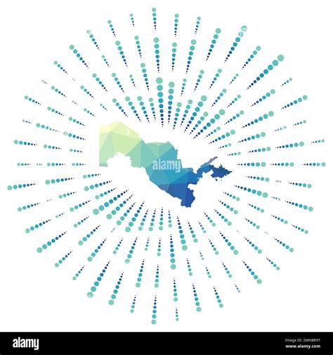 Forma De Uzbekistán Sunburst Poligonal Mapa Del País Con Coloridos Rayos De Estrellas