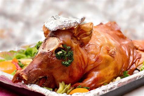 Christmas dinner Roast pork | Stock Photo | Colourbox