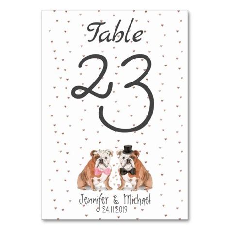 English Bulldog Wedding Party Table Number Wedding Party Table Party