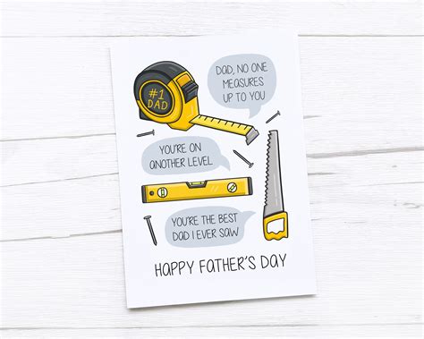 Happy Fathers Day Card Dad Card Tools Diy Saw Tape Etsy Uk