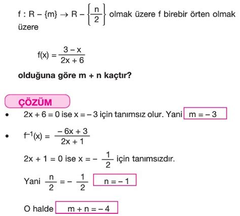 Bir Fonksiyonun Tersi Nas L Al N R Konu Anlat M Z Ml Sorular S N F