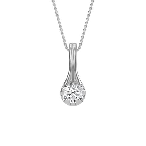 Half Bezel Set Round Diamond Wedding Pendant Solitaire Diamond Pendant