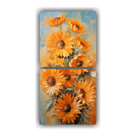 Cuadro Abstracto Exclusivo De Girasoles Naranja En Lienzo Decocuadros