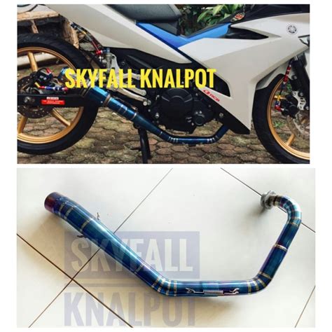 Jual Pipa Leher Mx King Biru Blue Moon Header Only Roadrace Underbone