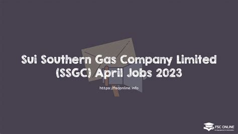 Sui Southern Gas Company Limited SSGC April Jobs 2023