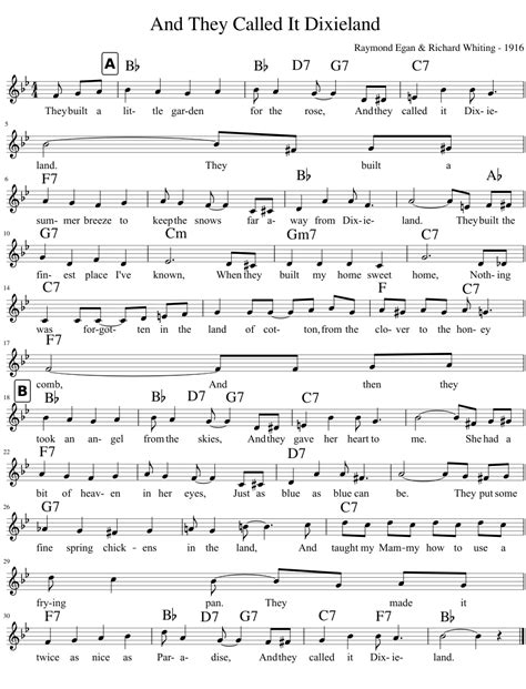 And They Called It Dixieland Sheet Music For Piano Solo