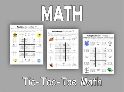 Math Tic Tac Toe Printable Worksheets Instant Digital Etsy