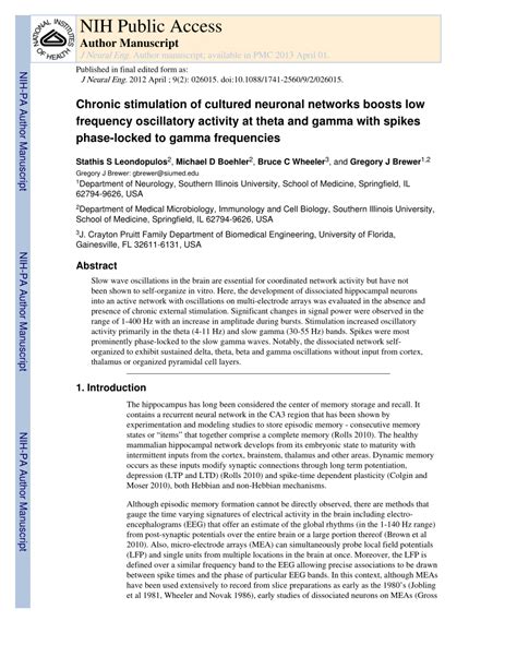 Pdf Chronic Stimulation Of Cultured Neuronal Networks Boosts Low