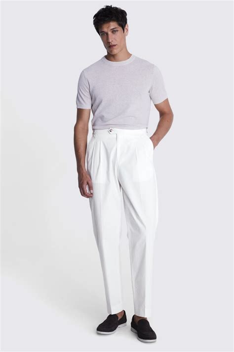 white pleated trousers buy   moss