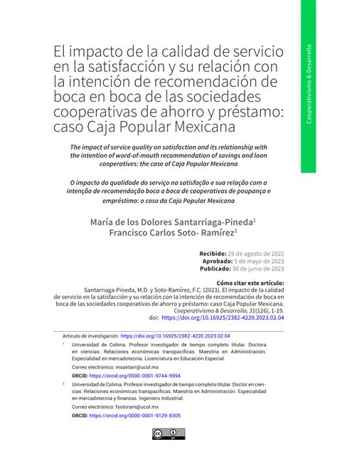 PDF El impacto de la calidad de servicio en la satisfacción y su