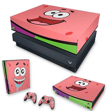 KIT Xbox One X Skin E Capa Anti Poeira Patrick Bob Esponja Pop Arte