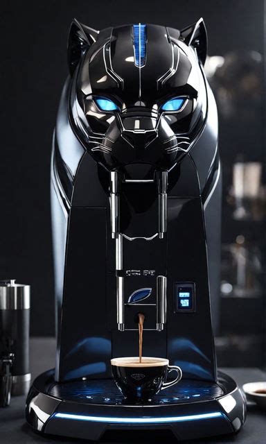 Blue black coffee machine in black panther shape by Andi Jelani Anwar ...