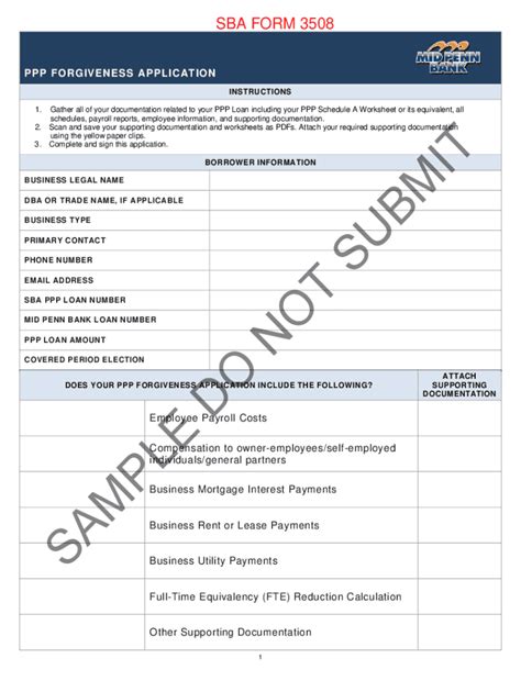 Fillable Online PPP Loan Forgiveness Application SBA Form 3508How To