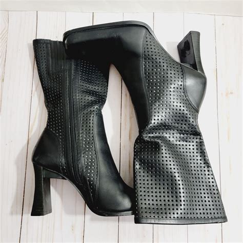 Two Lips Women S M Black Y K Chunky Block Heels Leat Gem