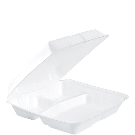 9 12 X 9 X 3 White Foam Three Compartment Square Take Out Container