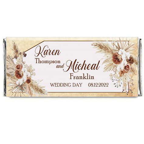 Boho Feathers Wedding Chocolate Wrapper The Brat Shack Party Store