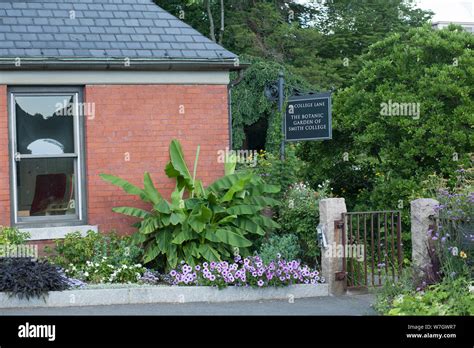 An Entrance To The Smith College Botanic Gardens Next To Part Of The