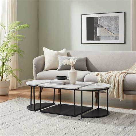 Contemporary 3 Piece Coffee Table Set Walker Edison