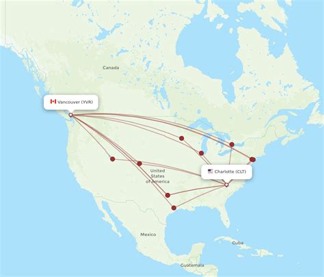 All Flight Routes From Charlotte To Vancouver Clt To Yvr Flight Routes