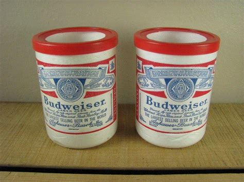 2 Vintage Budweiser Beer Styrofoam Foam Can Cooler Koozie From 1970s