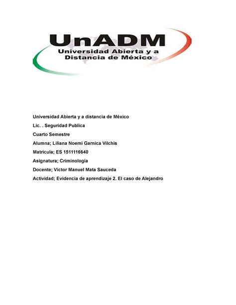 Evidencia 2 criminologia Universidad Abierta y a distancia de México