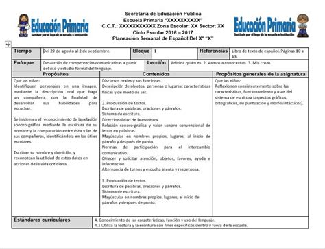 Planeaciones Del Primer Grado De Primaria Para El Primer Bloque Del