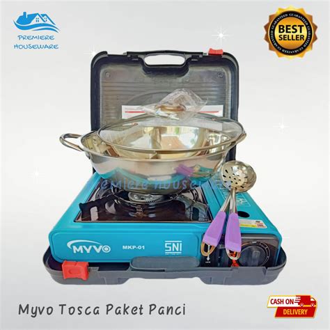 Kompor Portable Myvo Paket Panci Hotpot Shabu 2 Sekat Free 2 Centong