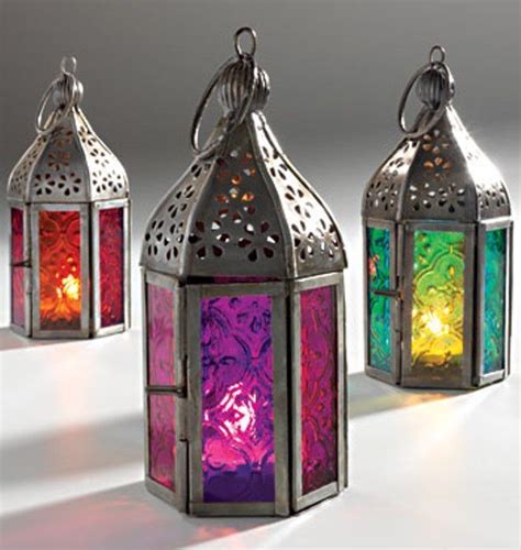 Moroccan Style Mini Lantern Tea Light Candle Holder Teal Blue Purple