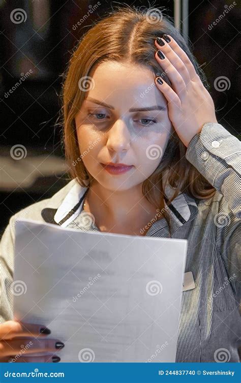 Upset Young Woman Get Bad News In Paperwork Portrait Of Attractive Woman Checking A Business