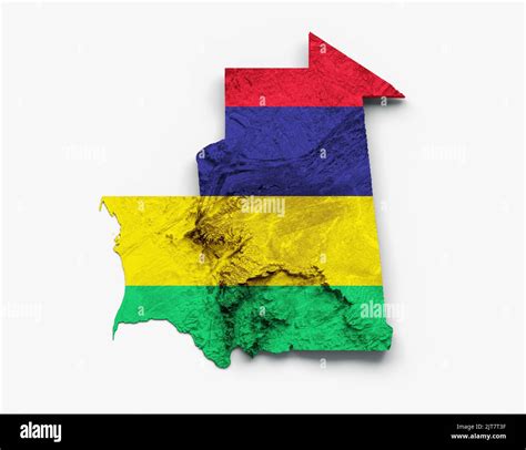 Un Mapa De Mauritania Con La Bandera De Mauritania Relieve Sombreado