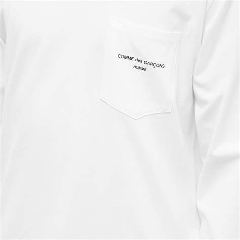 Comme Des Garçons Homme Long Sleeve Logo Pocket T Shirt White End Us