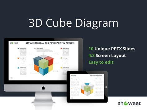 3d Cube Diagram For Powerpoint And Keynote Showeet