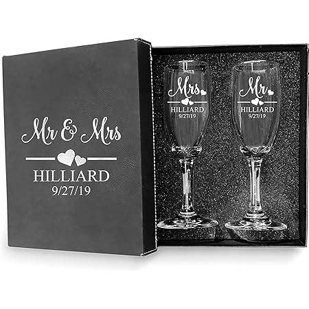 Amazon Personalized Wedding Champagne Flutes Split Font Set Of